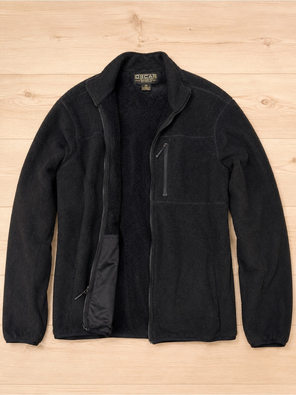 Oscar Sports Black Sherpa Fleece Full Zip Jacket 2XL